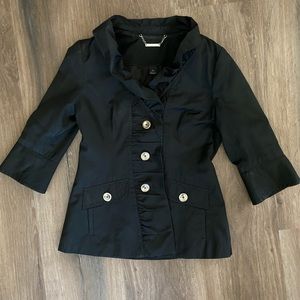 WHBM White House Black Market Short Black Coat, Small